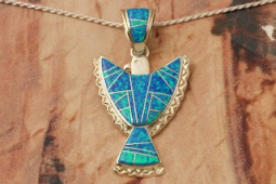 Navajo Artist Calvin Begay Sterling Silver Thunderbird Pendant